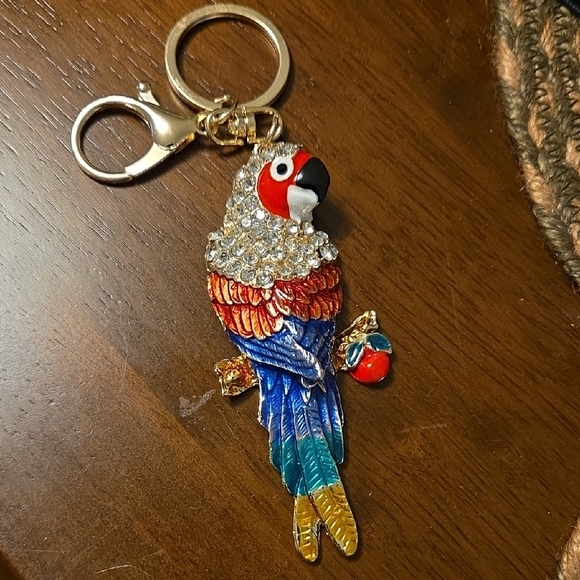 Colorful Parrot Bag Charm /Keychain with Crystals - Picture 1 of 1
